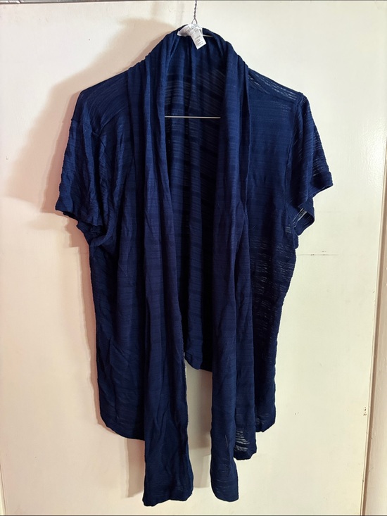 Dress Barn Tops - Dress Barn Navy Open-Front Draped Short-Sleeve Cardigan